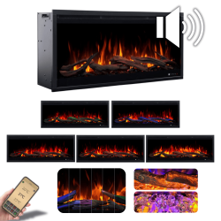 ROYAL 3D 160 cm, LED de pared y chimenea eléctrica empotrada AFLAMO