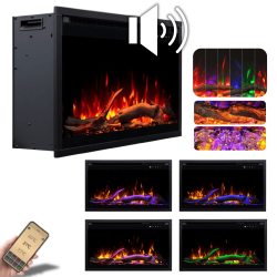 Wkład AFLAMO 3D 60x100 cm, wkład elektryczny LED do zabudowy AFLAMO PLUS + DŹWIĘK