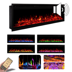 ROYAL PRO 100 cm, Caminetto elettrico a LED da parete e da incasso AFLAMO