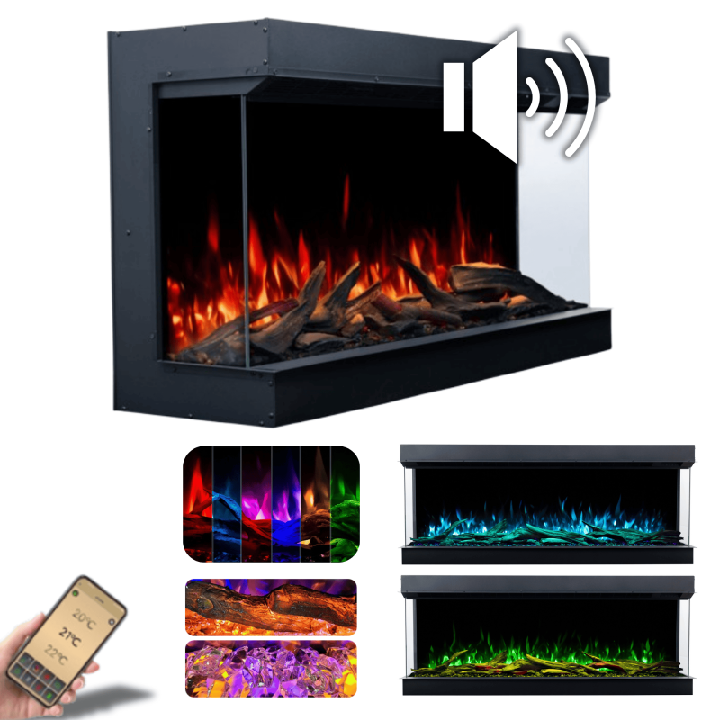 SUPERB 3D 120 cm, chimenea eléctrica LED empotrada AFLAMO SUPERB 3D 120 cm, chimenea eléctrica LED empotrada AFLAMO